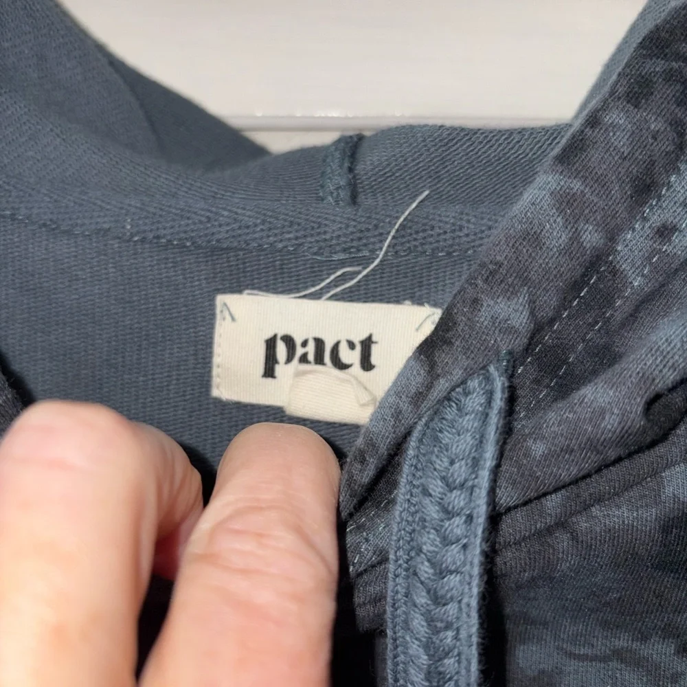 Pact Organic Cotton Tie Dye Hoodie Bell Sleeve Pullover Women’s Large Gray Blue